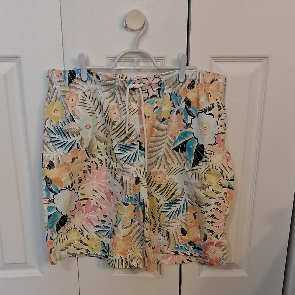 Coral Bay Tropical Floral Drawstring Shorts - Multicolor